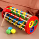 Children's Environmental Protection Wooden Color Rotating Ball Ladder Knocking Toy Hand-eye Coordination Early Education Educational Playing Table