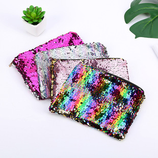 Amazon Golden Zipper Double Sided Sequin pencil sequin pencil sequins sequin mermaid pencil bag cosmetic bag cosmetic bag