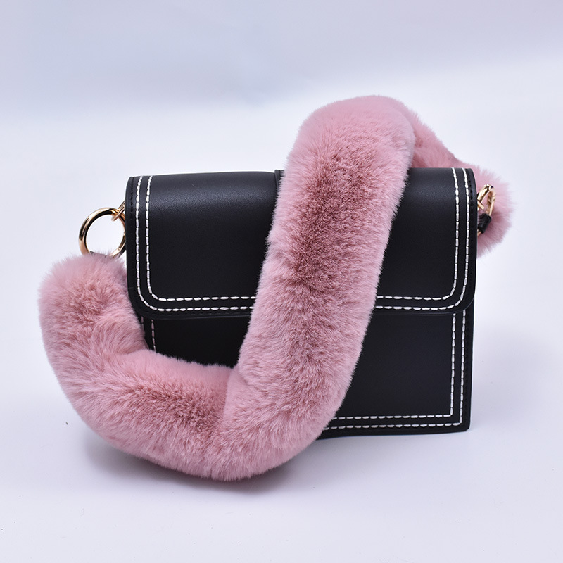 New Faux Fur Rex Rabbit Fur Bag Strap Single Shoulder Hand Chain Accessories Bag Strap Female Mao Mao Crossbody Replacement Strap