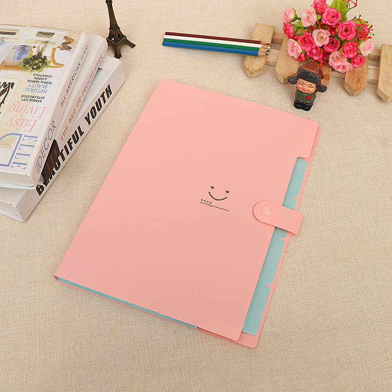 Factory direct supply Korean version of smiling organ bag plastic students waterproof multi-layer file package folder wholesale