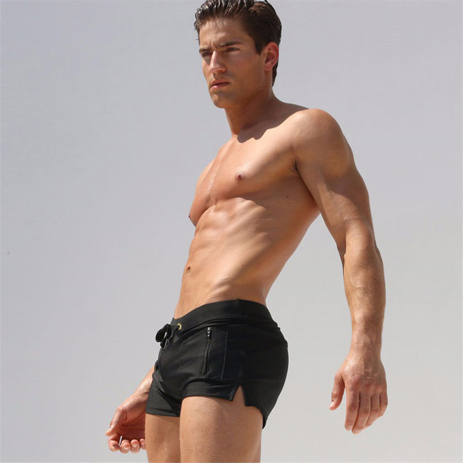 European and American New Men's Swimming Trunks Flat Angle Quick-drying Beach Trunks Swimming Suit Men's Vertical Pocket Swimming Trunks for Foreign Trade