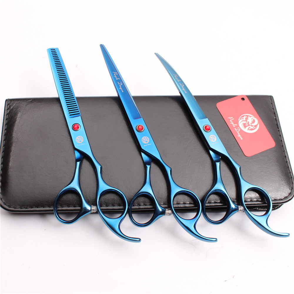 Purple Dragon 7-inch hand pet scissors dog hair trimming scissors curved scissors straight scissors flat scissors tooth scissors thinning scissors beauty suit