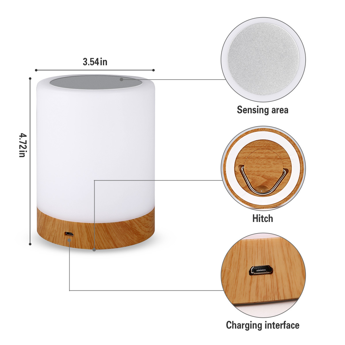 New dimmable LED colorful creative wood grain rechargeable night light bedside table lamp atmosphere light touch clap light