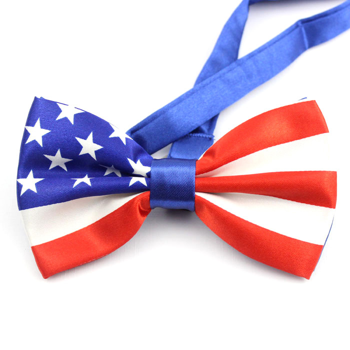 Factory American Flag Printed bow tie Double-layer Handmade Free American Flag Decorative bow tie for Men