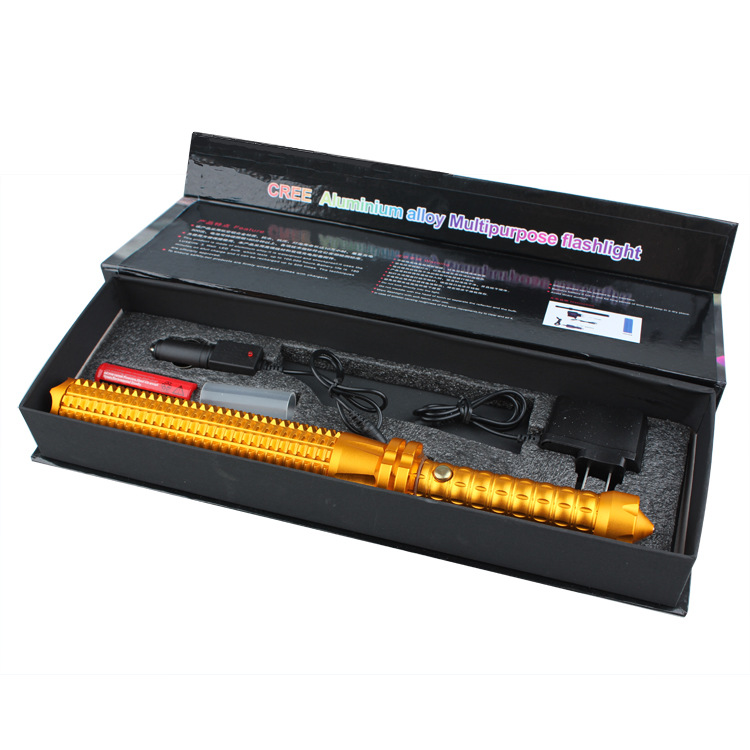 Wholesale retractable Mace flashlight waterproof strong light multi-functional tactical lengthened security self-defense stick flashlight