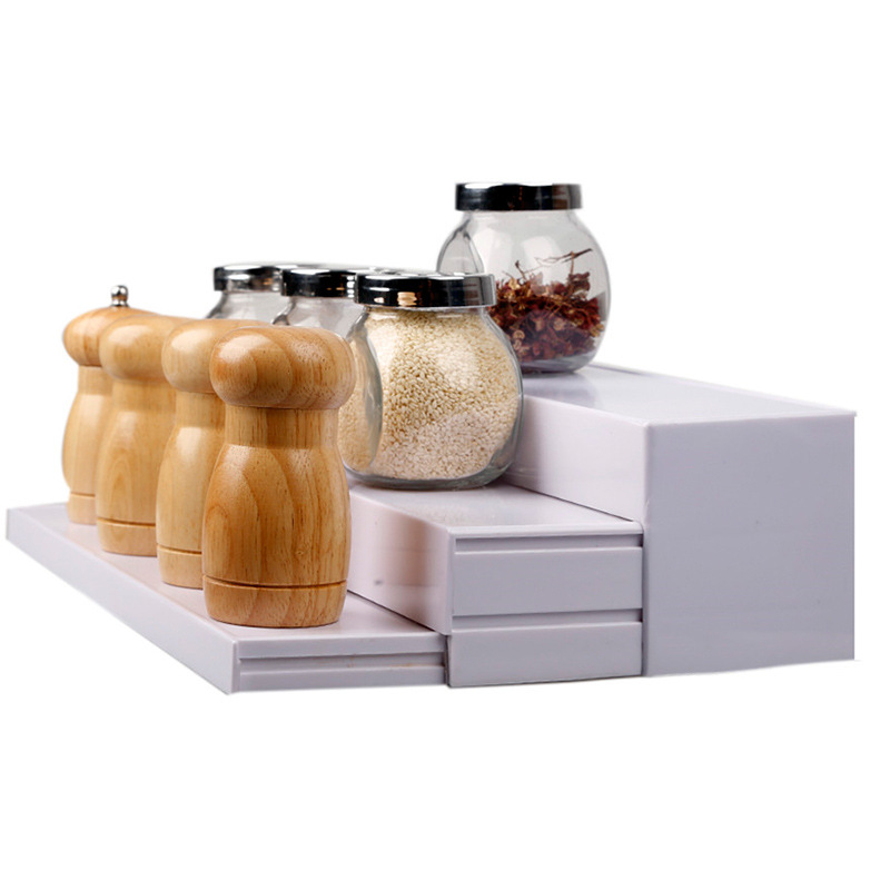 Three-layer telescopic seasoning rack ABS seasoning storage rack kitchen storage rack home storage 2019 new product