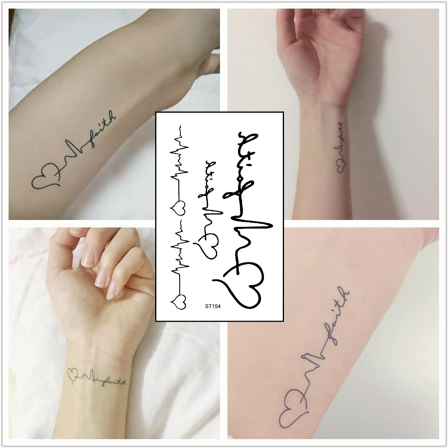Factory wholesale stickers ECG tattoo stickers love ripple geometry spot love lasting quick turn tattoo stickers