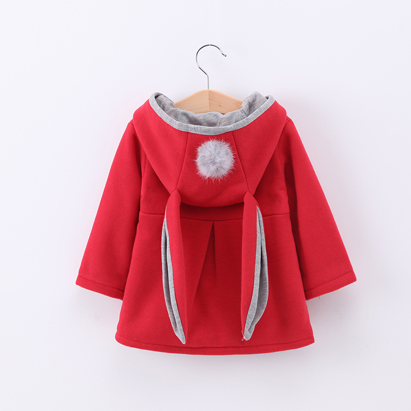 [Yingying Beibei] Girls' Early Autumn Coat Small and Medium-sized Children's Cute Rabbit Ears Hooded Cotton Coat Cross-border Coat