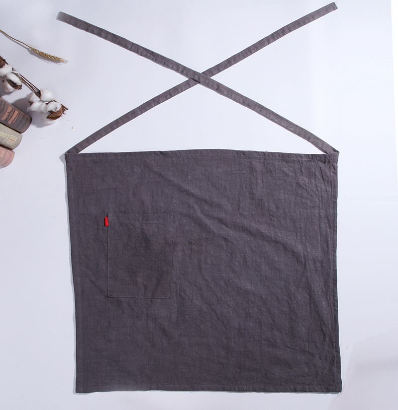 Linen cotton and linen apron Korean version of Japanese floral painting apron embroidered foreign trade cross-border gift fashion apron