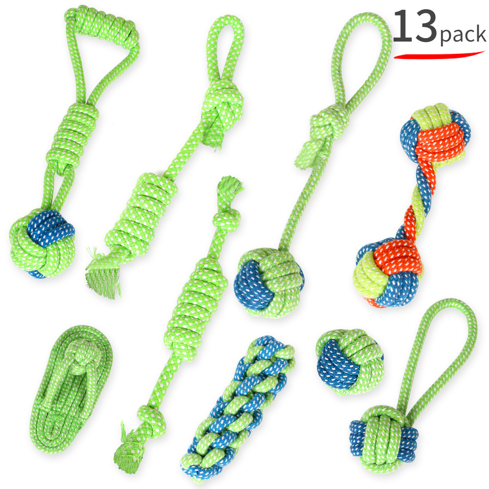 Amazon pet supplies dog cotton rope toy molar teeth cleaning dog bite rope combination suit wholesale