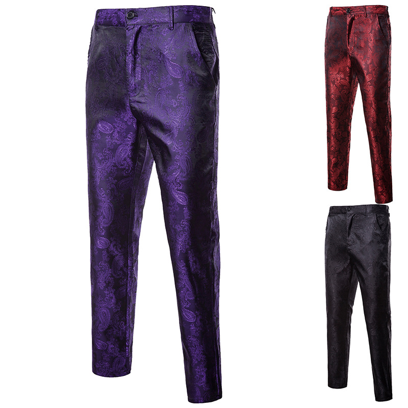 Autumn and Winter European and American court-style dark pattern road design fashion performance clothing slim fit men's suit trousers YK11