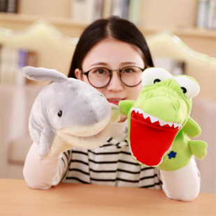 Cartoon Animal Hand Doll Plush Toy Shark Frog Crocodile Parent-Child Kindergarten Storytelling Performance Props Doll