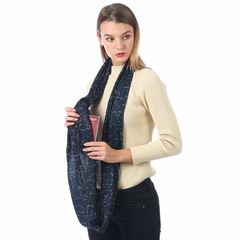 Spot Europe and the United States hot pocket scarf star scarf zipper pocket scarf unlimited infinity scarf