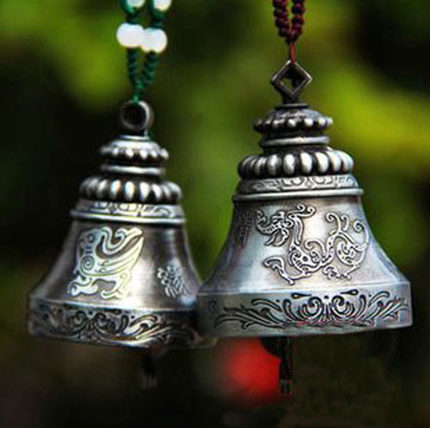 Car Interior ancient silver large dragon and phoenix Bell Bell Car pendant pair with gift box car hanging