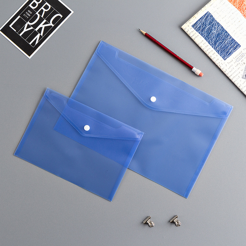 Source factory wholesale A4 plastic PP file bag transparent A5 snap bag advertising folder security deposit bag custom