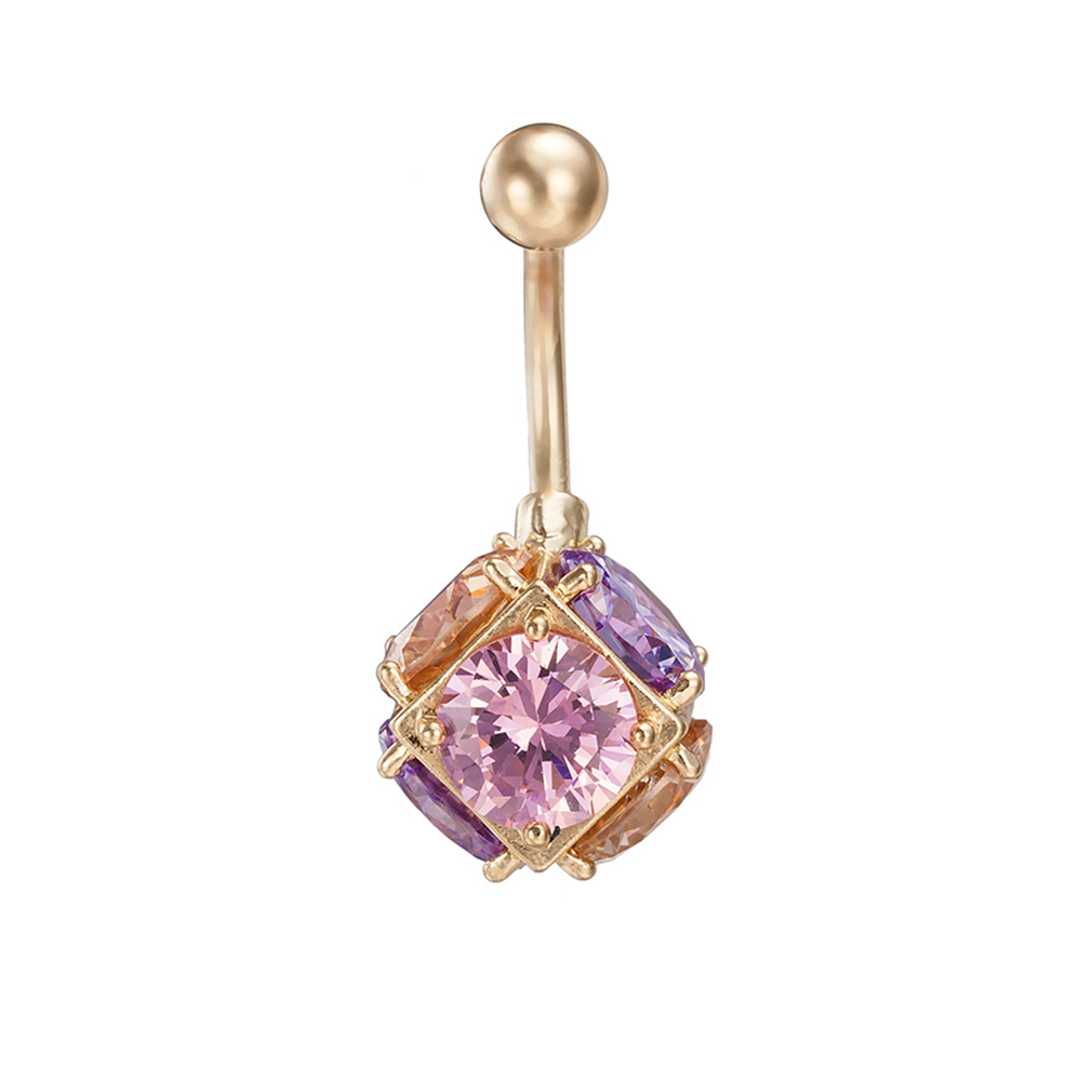Eaby AliExpress color Square crystal ball navel ring navel buckle accessories piercing copper nail jewelry wholesale