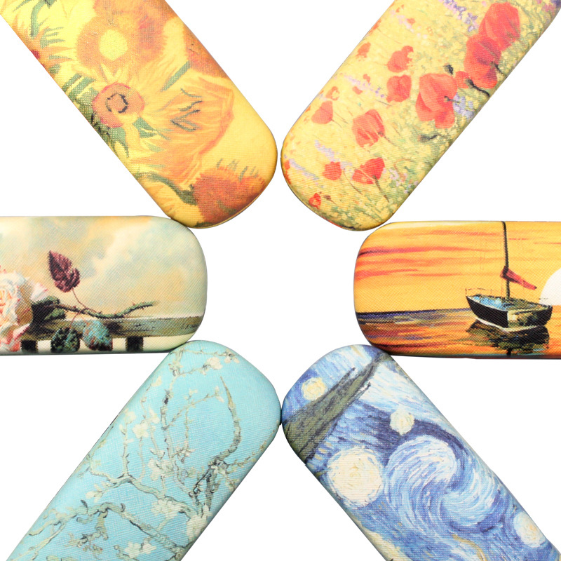 Glasses box female oil painting Korean small fresh retro cute creative storage box student eyes box factory wholesale