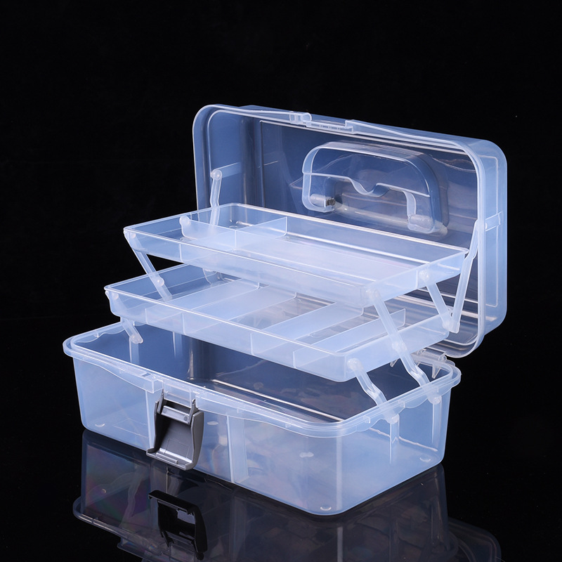 Plastic art nail art transparent toolbox three-layer portable hardware storage box household medicine box can be set wholesale