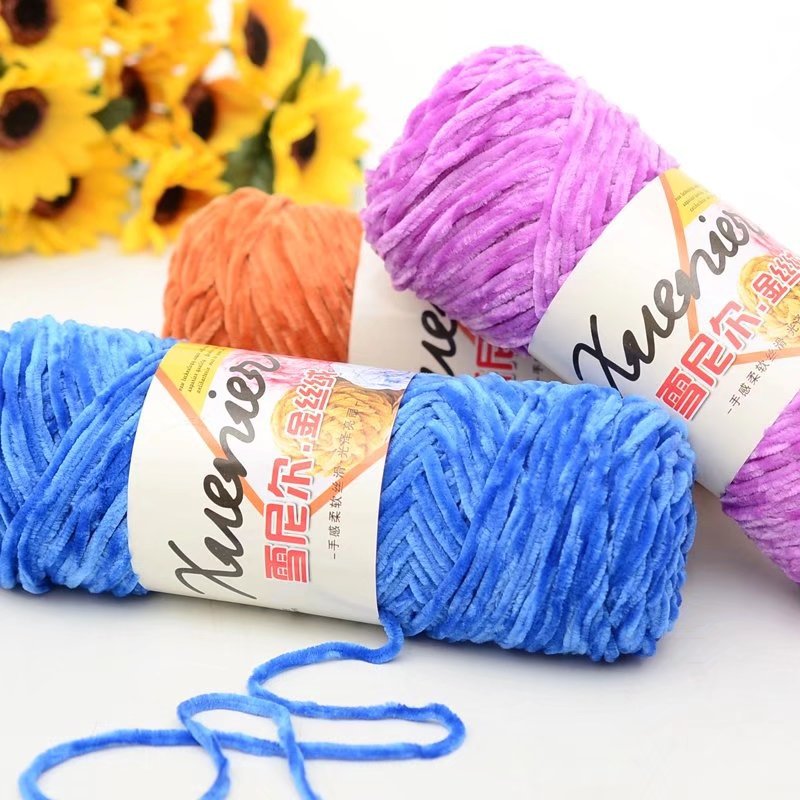 Wool wholesale chenille gold velvet baby line hat scarf coat thick yarn factory wholesale