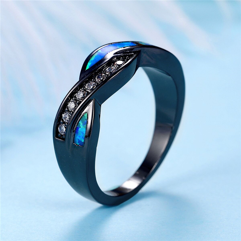 Cross-border alloy black gold plated ring imitation Opel ring