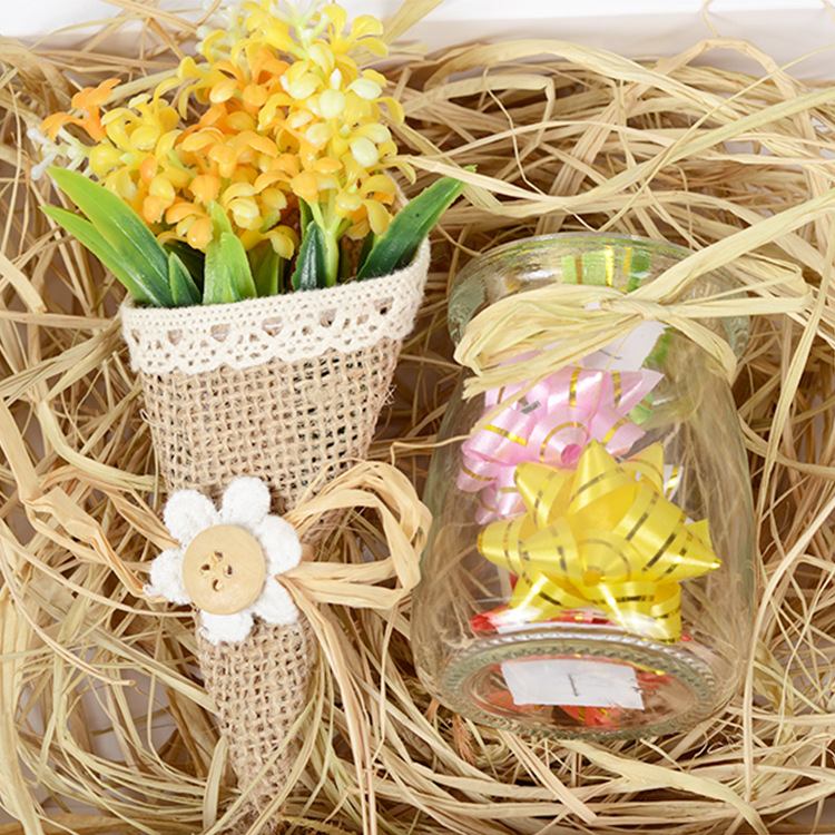 Factory direct original ecological natural growth raffia creative diy coaster hand rope woven raffia paper rope