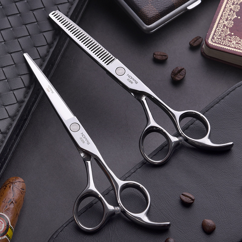 6 inch black silver hair stylist professional hairdressing scissors flat cut tooth scissors thin cut