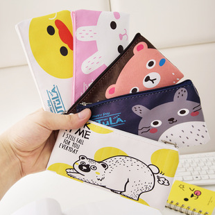 Cartoon Simple pu Pencil Bag for Primary and Secondary School Students Creative Children Pencil Stationery Bag Printable Pencil Bag Factory Direct Supply
