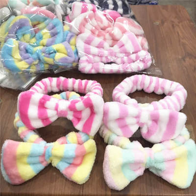 Coral velvet bow hair band face wash makeup beauty hair band cute plush headdress hair band 2 yuan store supply