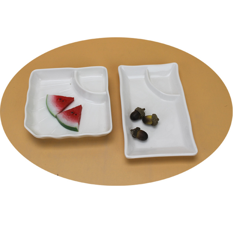 Dumpling Plate Snack Plate Dipped in Sauce Plate Two Plate Fried Clear Bar TKV French Fries Japanese Sushi Creative White melamine