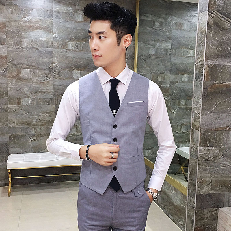 Suit Vest Men's Slim-fit Spring and Autumn Professional British Plus Size Best Man Vest Korean Fashionable Dress Suit Vest Men
