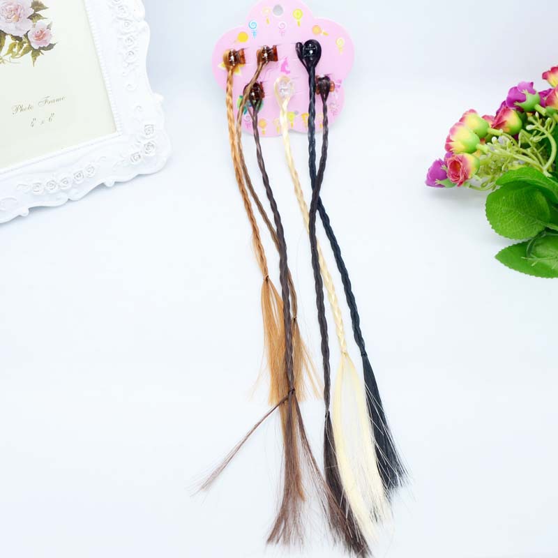 Children's colorful wig hair clip baby bead braid show decoration hair ring hair accessories boutique jewelry