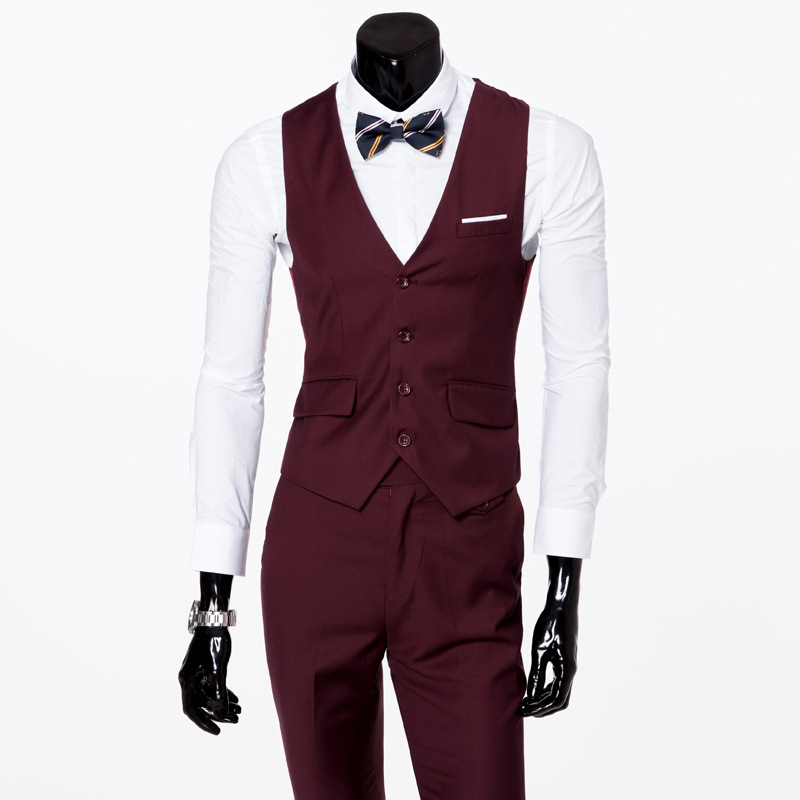 Suit Set Men's Autumn Slim-fit Three-piece Groom Wedding Dress Wedding Best Man Suit Men's Business Wear Formal Dress