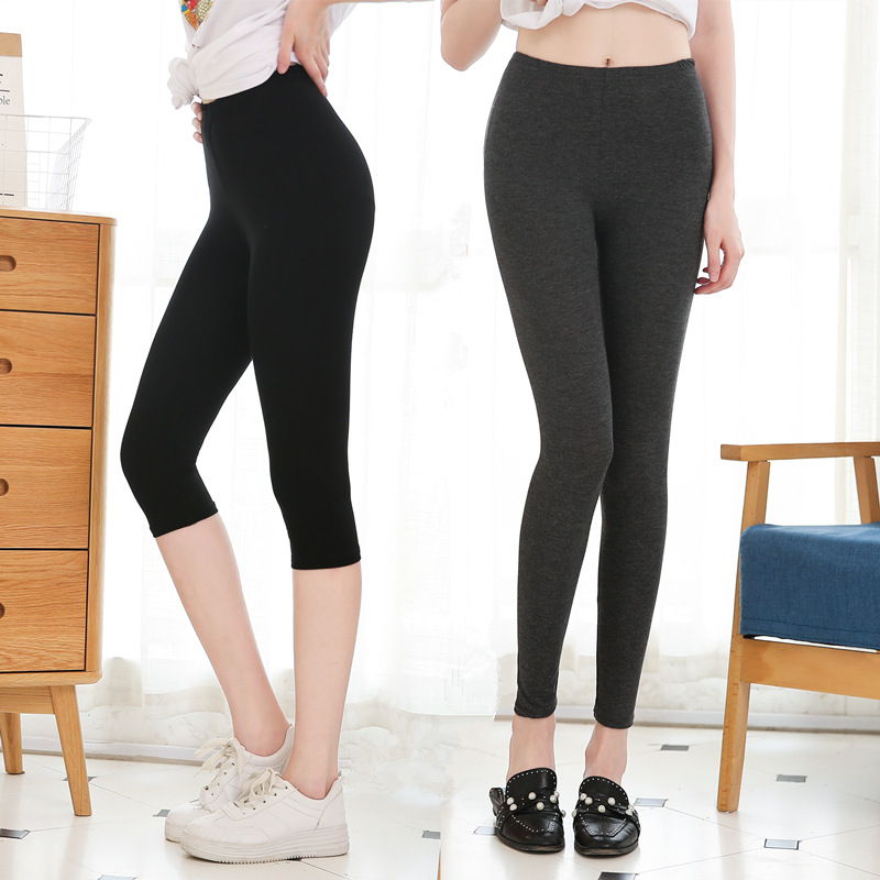Modal Leggings Thin Women's Outer Wear Ankle-length Pants Spring and Summer Cropped Pants Large Size High Waist Pants for Chubby Girls