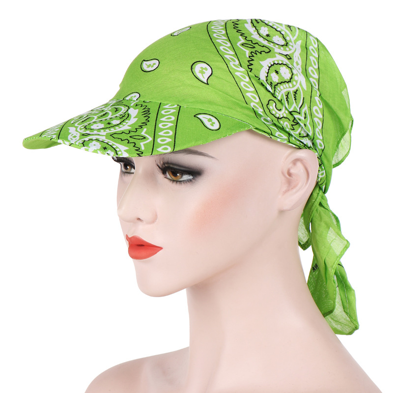 2018 Amazon New European and American Summer Candy Color Multifunctional Warm Sun Protection Cotton Printed Headscarf with Hat Brim