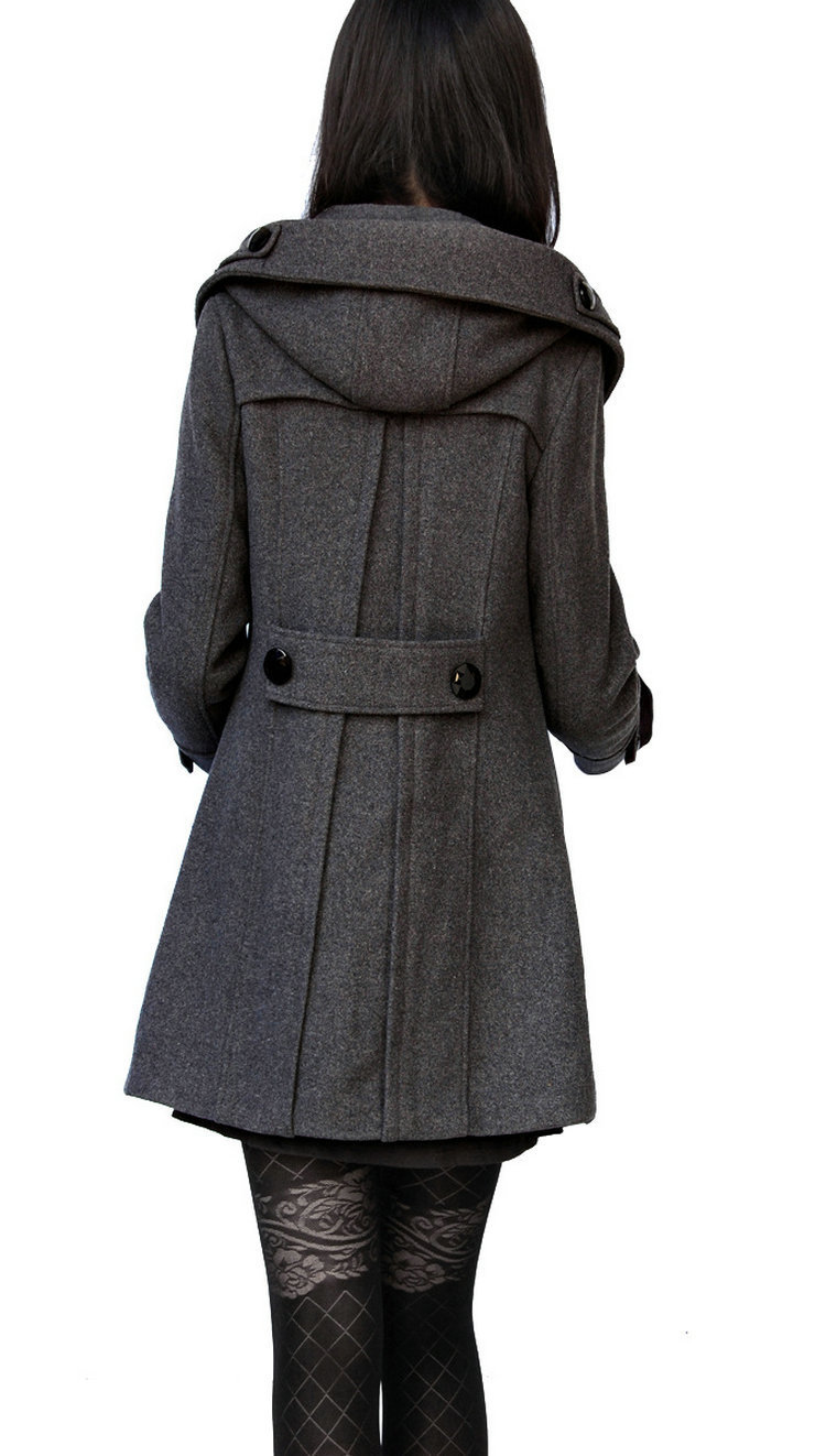Cappotto di lana ispessito autunnale e invernale da donna, di media lunghezza, con cappuccio, in cotone, vestibilità attillata, snellente, giacca a vento per ragazze paffute 2023_voghion.com