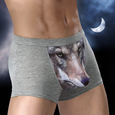 3D personality men's underwear creative wolf head eagle head animal printed modal men's underwear sexy boxers wholesale