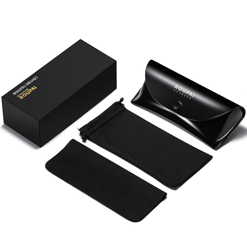 [ROUPAI exquisite new packaging] brand packaging 4-piece glasses leather box