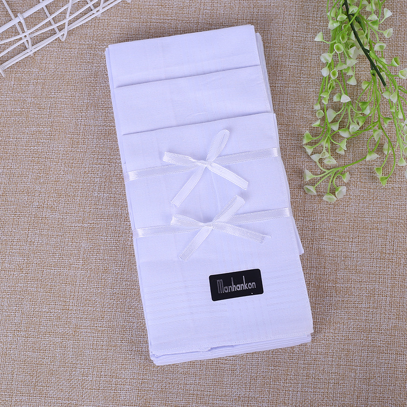 Amazon Pure Cotton Men's Handkerchief European and American Wedding and Funeral Universal White Handkerchief DIY Drawing Sweat Towel Pure White Square Towel