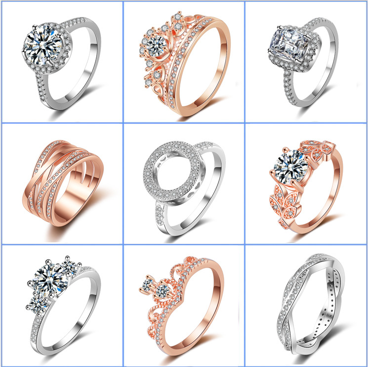 Cross-border exclusive European and American style bracelet crown ring Fashion Women's diamond ring personalized creative pair ring bracelet wholesale