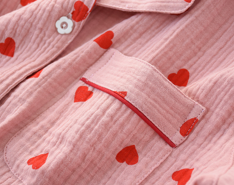 Frühling und Sommer Neues Pyjama-Set für Damen aus doppelter Gaze und gewaschenem Baumwollkrepp, Pyjama, Heimkleidung, Hose, Wohnkleidung_voghion.com
