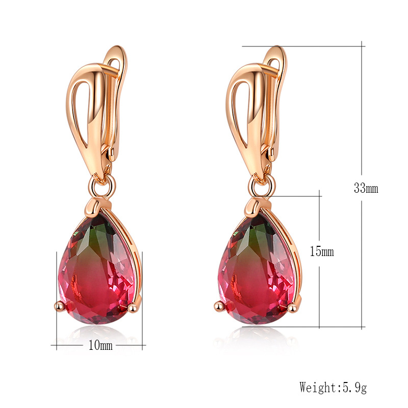 Korean tourmaline water drop earrings. Popular jewelry ear studs. Suitable for daily wear