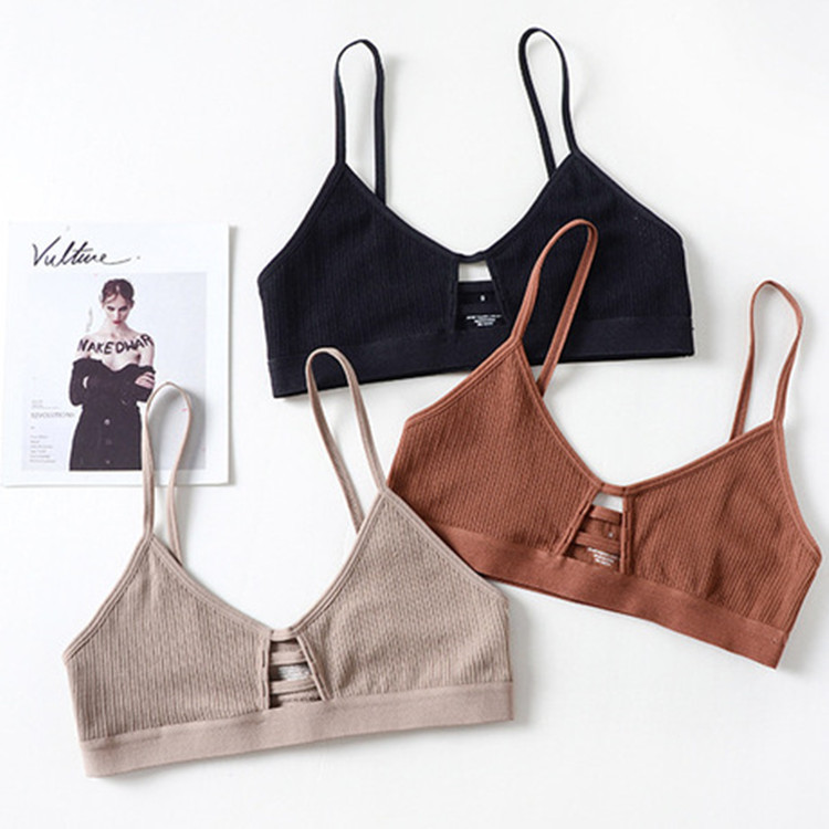 Cross-border European and American Triangle Cup Hollow Breathable Rimless Thin Underwear Women's bralette Comfortable Bra French Style