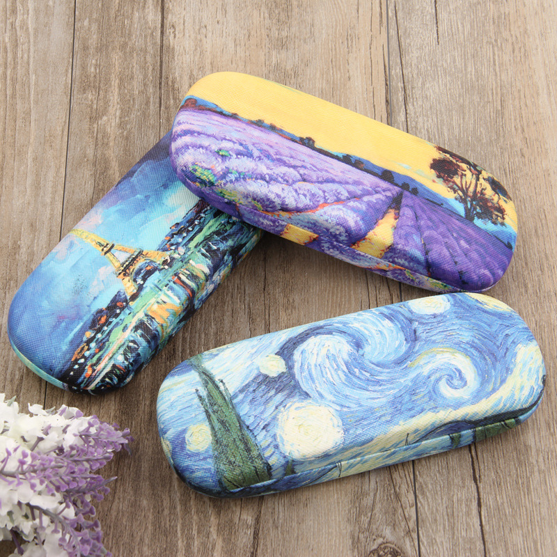Glasses box female oil painting Korean small fresh retro cute creative storage box student eyes box factory wholesale