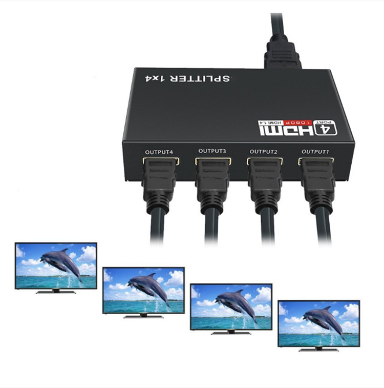 HDMI one-in-four-out HD video distributor 1-in-4-out hdmi1-in-4 divider one-in-four screen splitter