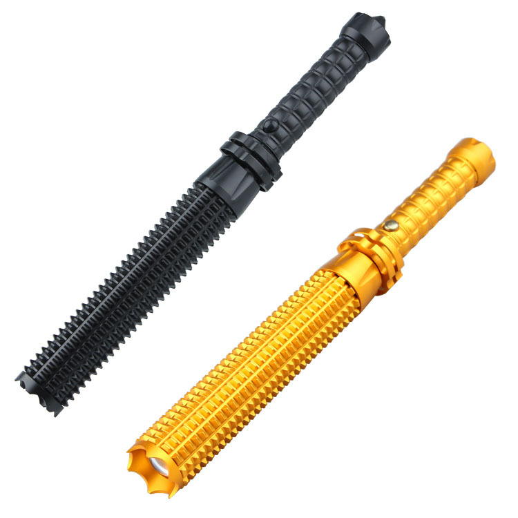 Wholesale retractable Mace flashlight waterproof strong light multi-functional tactical lengthened security self-defense stick flashlight