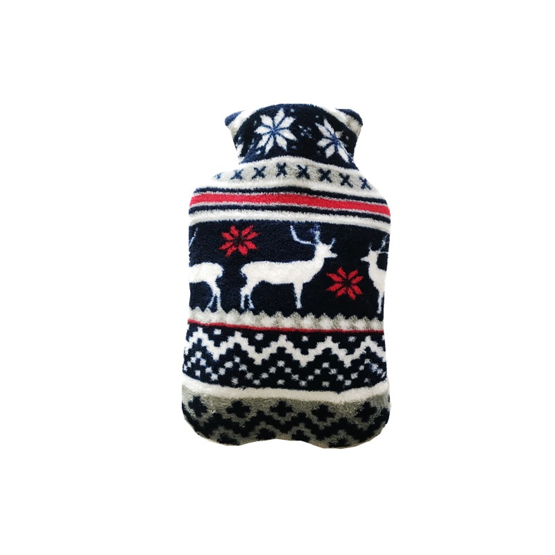 Foreign trade export 1000ml square hot water bag coral fleece cover medium cloth cover water-filled hot water bag flannel bag super soft
