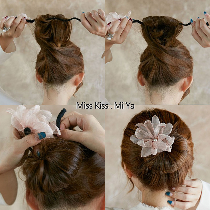 2018 South Korea ball head hair curler shaper lazy headdress pearl flower burning edge hair curler hair accessories