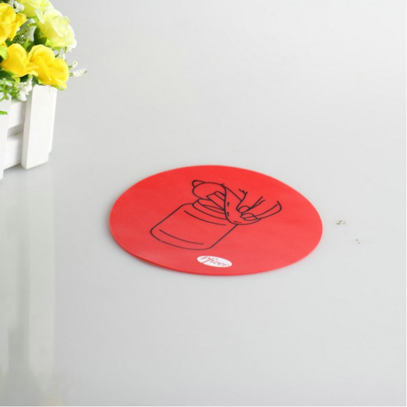 Cross-Border 2020 new creative round heat insulation non-slip silicone bottle opening mat multi-pattern color silicone coaster