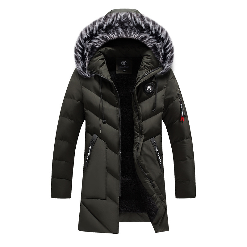 Amazon Winter Cotton-padded Long Thickened Cold-proof Warm Removable Cap Men's Slim-fit Casual Cotton-padded Coat