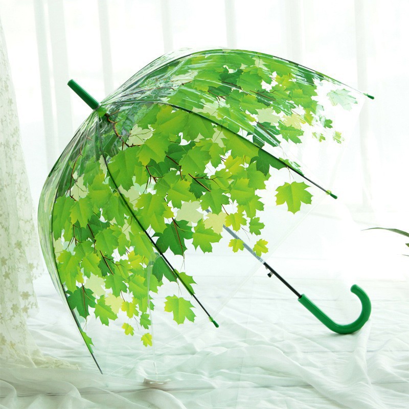 拱形長柄透明傘女網紅透明雨傘直杆傘做LOGO印文字印刷廣告傘